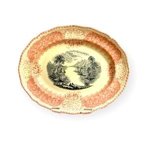 Antique English Pink / Black Royal Doulton Transferware Chatham Plate Rare